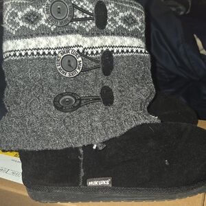 Muk Luks Gray and Black Winter Boots